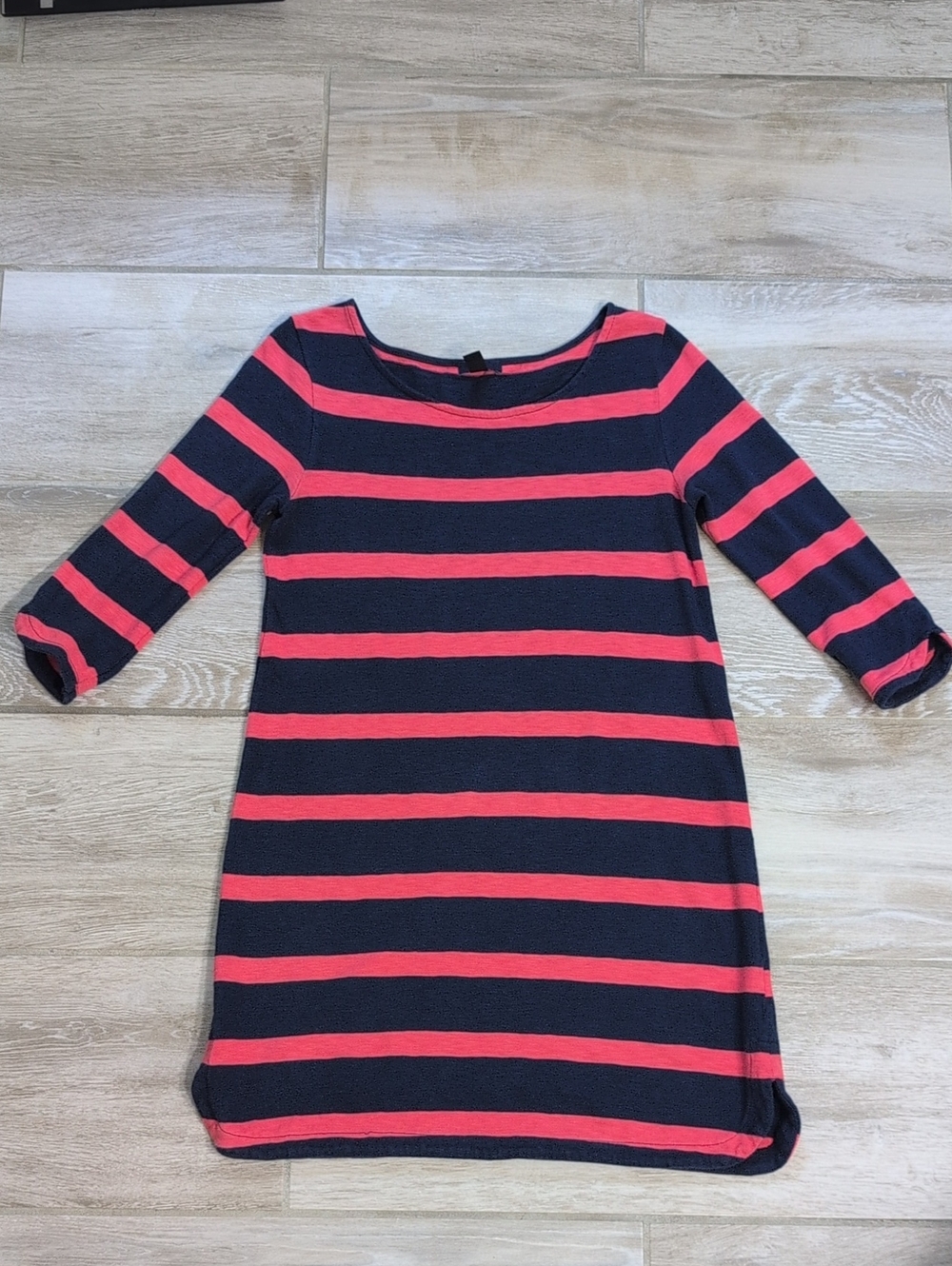 GAP Navy and Pink Striped Knit 3/4 Sleeve Dress | Gap Striped Shift Dress